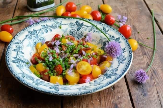 Heirloom Tomato & Chive Flower Salad