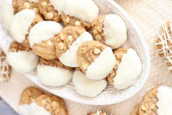 White Chocolate-Dipped Peanut Butter Cookies